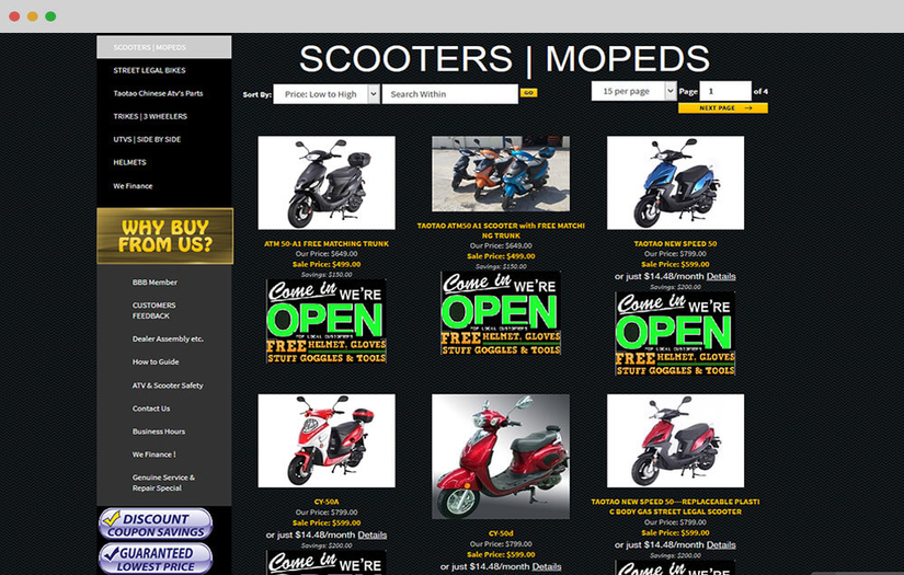 My scooters and ATVs - Website Design & Development screenshot 2
